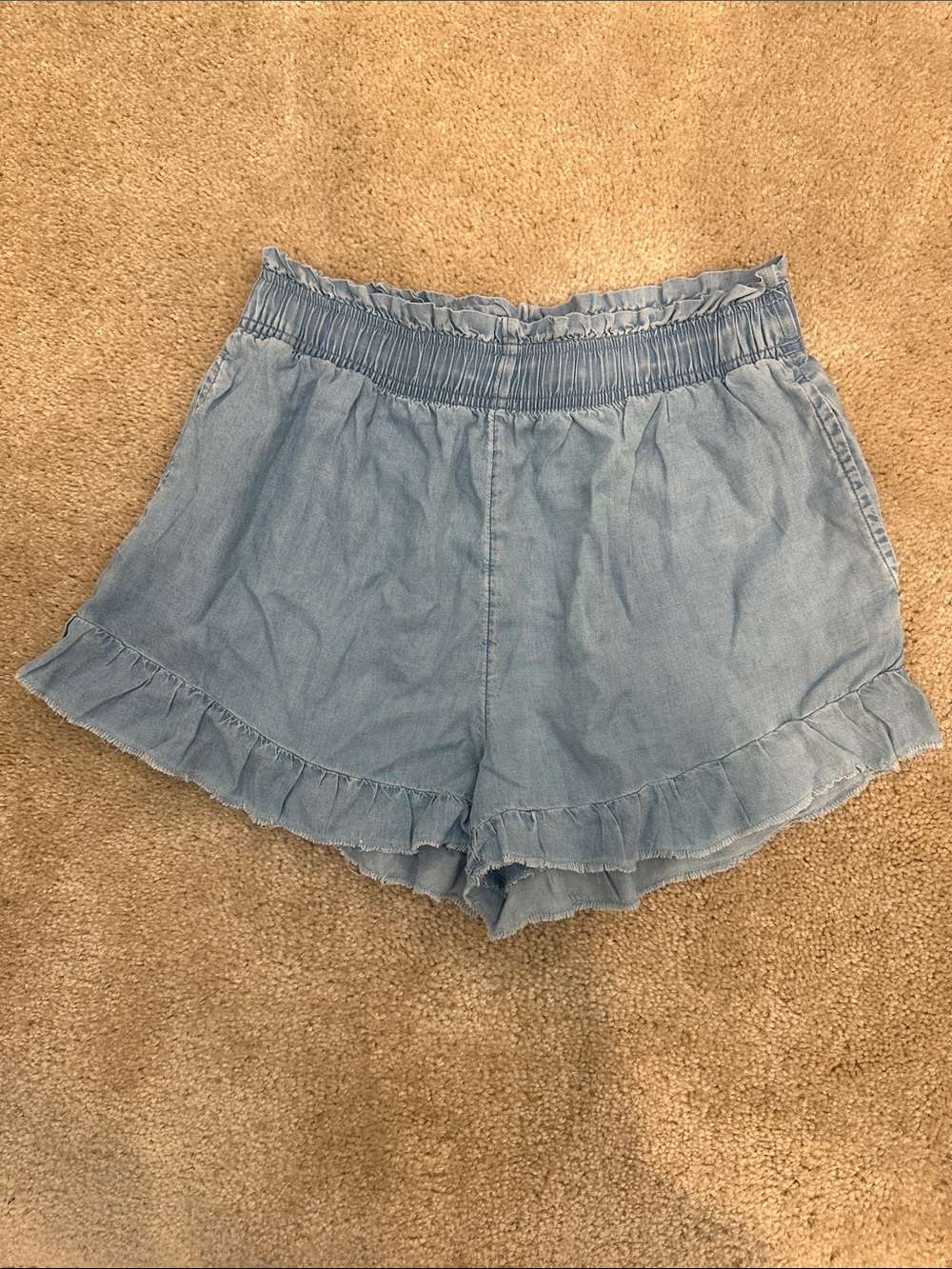 Aerie Light Blue Ruffle Hem Women's Shorts Size S- NWOT